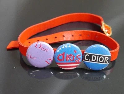 Auténtico Christian Dior Pulsera Botón Insignia Gargantilla Cuero #6855 Foto 1 de 4