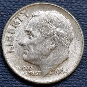 1964 Roosevelt Dime - ERROR - Die Break near Forehead - Uncirculated #94549 - Picture 1 of 2