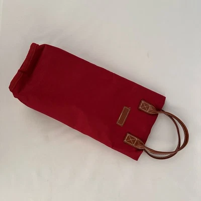 Bolso de Mano Botella de Vino de Lona Roja con Asas de Cuero Foto 1 de 4