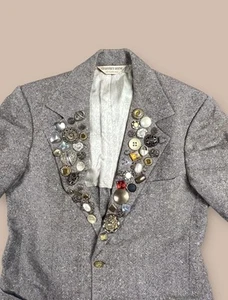 Geoffrey Beene Mens Gray Single-Breasted Embellished Blazer Size M Chest 40 - Picture 1 of 10