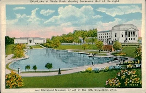 Vintage Lake at Wade Park Cleveland Ohio Postcard with Severance Hall - Picture 1 of 2