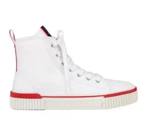 $ 845 CHRISTIAN LOUBOUTIN Olona Canvas Men’s Pedro Flat Sneakers 43.5 White - Picture 1 of 10