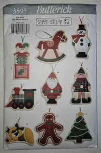 Butterick Pattern 3595 Uncut Soft Stuff Christmas Ornaments Decor Vintage Crafts - Picture 1 of 2