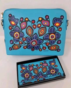 Norval Morriseau Blumen und Vögel Kunstleder Kunst Schultertasche und Geldbörse - Bild 1 von 11