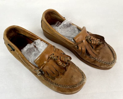 Mocasines de conducción Weejuns BASS de cuero marrón con borla sin cordones talla 7,0F Mariettall Foto 1 de 4