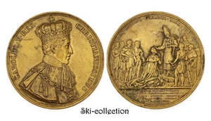 Médaille Roi de France Charles X°, sacre à Reims, 1825. Bronze - Picture 1 of 2