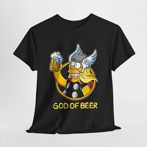 GOD OF BEER FUNNY HOMER GRAPHIC T SHIRT Unisex Heavy Cotton Tee - Picture 1 of 41