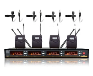 Wireless Lapel Microphone UHF Pro 4 Channel Wireless lav mic for Church Speech - Picture 1 of 3