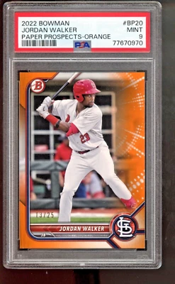 Jordan Walker 2023 Bowman Prospects Orange /25 RC #BP20 PSA 9 MINT - Image 1 of 2