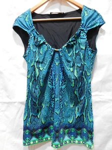ROBERTO CAVALLI Animal Print Gold Bead Neckline Blouse size small - Picture 1 of 3