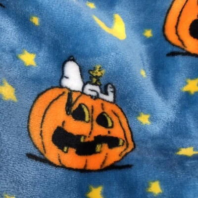 Peanuts Berkshire Halloween Throw Blanket Snoopy Pumpkin Moon Stars Woodstock - Image 1 of 4