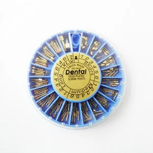 120 piezas/caja postes de tornillo de endodoncia dental enchapados en oro cónicos kits de recargas - Imagen 1 de 2