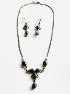 lapis lazuli Silver Plated necklace and earrings - Picture 1 of 3