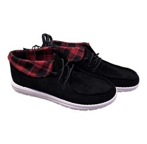 𝅺George Shoes Womens 8 Black Red Chill Buffalo Plaid And Corduroy Shoes 