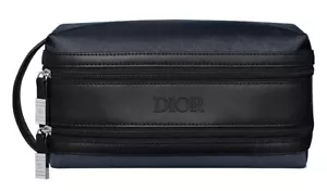 Dior Marineblau & Schwarz Toilettentasche Dropp Kit Tasche Reisetasche, Doppelreißverschluss, NEU - Bild 1 von 12