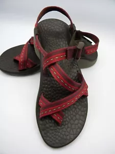 Chaco Tegu Red & Brown Strappy Hiking Sandals Size W 9 - Picture 1 of 11