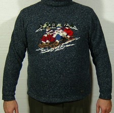 men's women's UGLY CHRISTMAS SWEATER family sledding toboganning LARGE