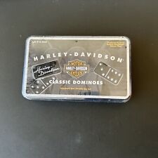 NOS Vintage Harley-Davidson Classic Dominoes Set In Metal Tin Container