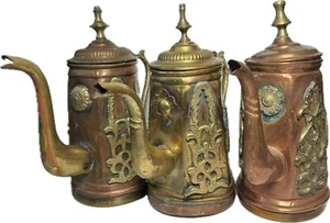 ANTIQUE Copper Brass Tea Coffee Pot Watering Can Moroccan Turkish Handmade - 1 - Picture 1 of 24