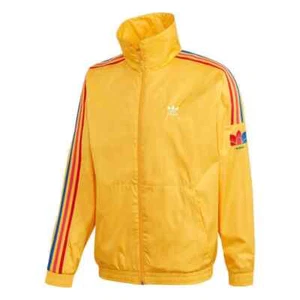 Adidas Men's Track Jacket Size XL Yellow Adicolor 3D Trefoil 3 Stripe GE0848 - Picture 1 of 19