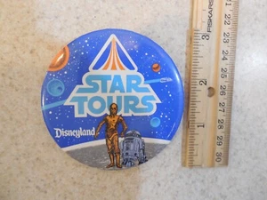Pin Pinback R2D2 C3PO 1986 Disneyland Star Tours parque de diversiones - Imagen 1 de 4