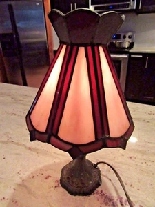 CL / KLEINE JUGENDSTIL LAMPE / SCHLACKENGLASSCHIRM / L & L WMC / Nr. 9877 / RAR! - Bild 1 von 8