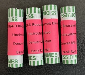 2024 D ROOSEVELT DIME 4 Bank Rolls UNCIRCULATED - Picture 1 of 3