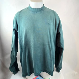 Vintage Nike T Shirt Mens 2XL Green Mock Neck Small Swoosh Logo Made in USA - Picture 1 of 10