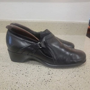 Zapatos artesanales Clarks para mujer 7,5 M informales sin cordones tacones de cuero negro - Imagen 1 de 11