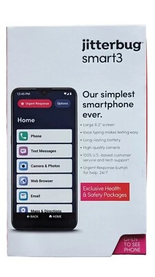 Lively Jitterbug Smart3 Smartphone for Seniors, 6.2" Screen - Black NEW IN BOX - Image 1 of 4