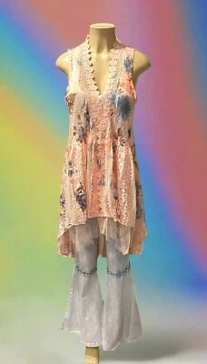 Origami Hi-Lo Lace Pink Floral Multicolor  Vest Small - Image 1 of 4