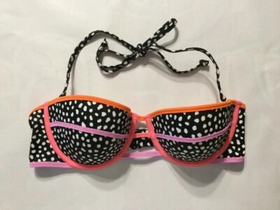 NWT Victorias Secret Swim The Flirt Bandeau Polka Black 36b Bikini Top N5168 - Image 1 of 3