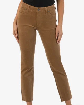 Kut From The Kloth Reese Fab Ab Reese Corduroy Ankle Straight Jeans Tobacco Sz 8 - Image 1 of 4