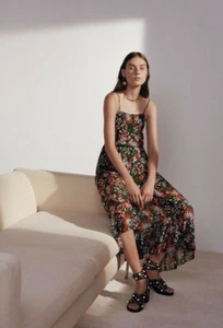 Vestido midi Maje Revia estampado floral crepé sin mangas talla 1 verde - Imagen 1 de 6