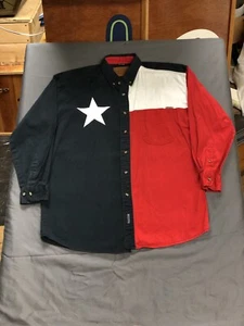 Texas Shirts Button Down Texas Flag Western Cowboy Rodeo Southern Men's Large - Picture 1 of 12