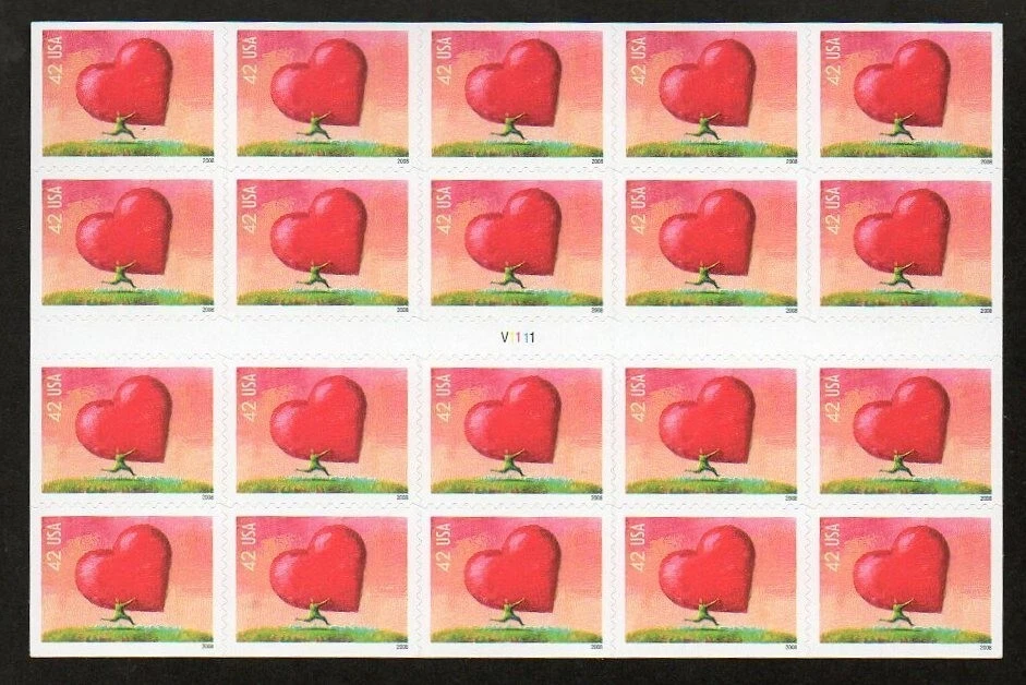 USA Scott 4270a Complete Self Adhesive Pane, 42¢ All Heart - Image 1 of 1