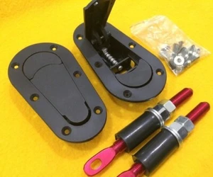 Non locking flush mount bonnet pins JDM D1 panel hood lock Black - Picture 1 of 4
