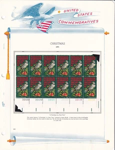 1971 Christmas 8 cent Plate Block of 12 SC #1445 MNH OG with White Catalog Page - Picture 1 of 2