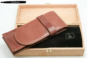 Ambassador Leather Etui / Case for 2 Pens in Brown with wood box  - Picture 1 of 7