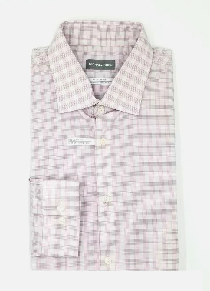 $85 Camisa de Vestir Michael Kors Hombres Ajuste Regular Rosa Gris Manga Larga Talla 17 32/33 Foto 1 de 1