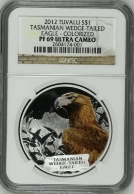 2012 Wedge Tailed Eagle Tuvalu .999 1oz Silver Coin PF69 NGC 5000 Mintage! - Image 1 of 2