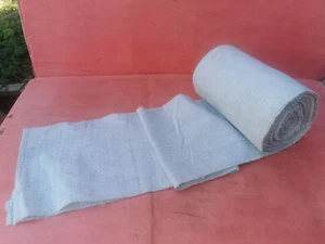 ANTIKE ALTE WEISSE SELBSTGESPONNENE STOFFROLLE CA. 7 YARDS GRÜNE STREIFEN BAUMWOLLE LEINEN - Bild 1 von 15