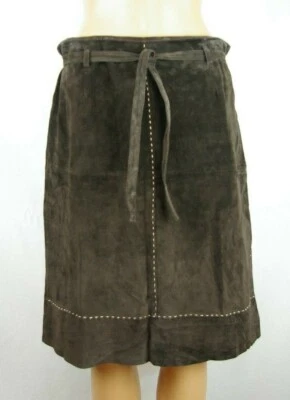 Madison Studio шоколадный коричневый подпоясанный с подкладкой кожи трапециевидная юбка женщин Sz 12 - Изображение 1 из 4