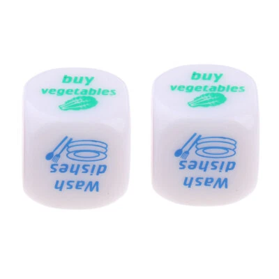 2Pcs Six Sided Dice Housework Decider D6 Dies for Housewife Chores Decide - Image 1 of 4
