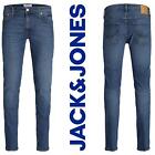 Jack & Jones blaue Denimhose für Herren dünne Passform Jeans mit Reißverschluss, Größe 30W-38W