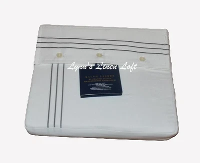 RALPH LAUREN Organic Graphite Sateen Handkerchief Embroidery KING FLAT SHEET - Image 1 of 4