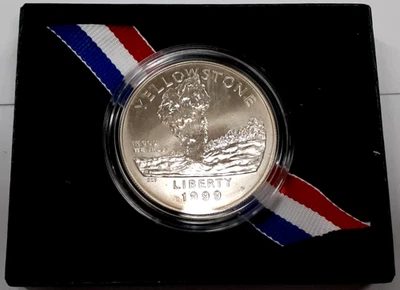 1999-P Yellowstone Nat'l Park Commemorative UNC Silver Dollar in OGP & COA - Image 1 of 4