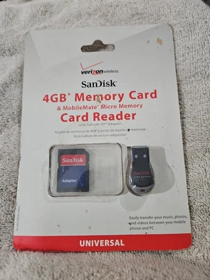 Verizon Sandisk 4GB Memory Card and MobileMate Micro Memory Card Reader - Image 1 of 2