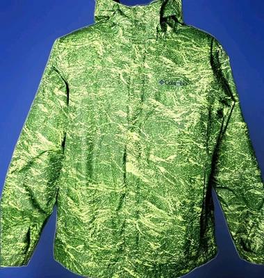 Columbia Omni Tech Jacket Wind Rain Hood Pockets Mens Sz M Green Camo Pristine! - Image 1 of 4