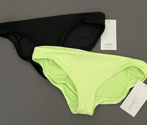 NEW! Lot 2 Athleta Bikini Bottom Womens Size Medium Black & Green - Picture 1 of 12